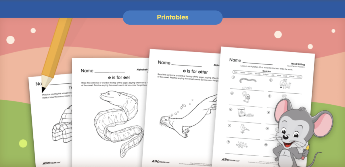 Free printable vowel practice worksheets from ABCmouse.com. 